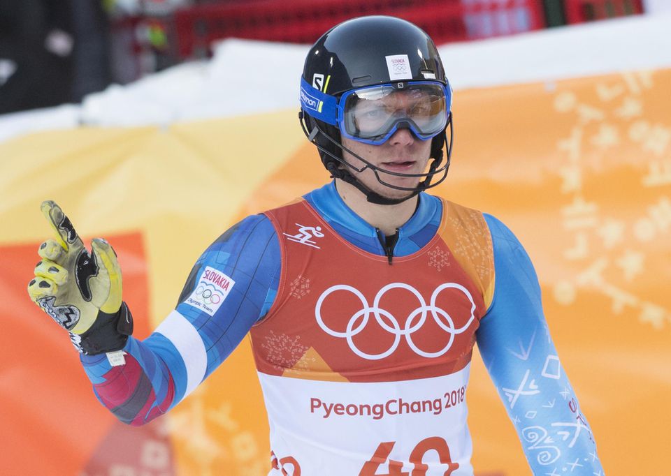 slovenský lyžiar Adam Žampa v cieli slalomu alpskej kombinácie mužov na zimných olympijských hrách v Pjongčangu