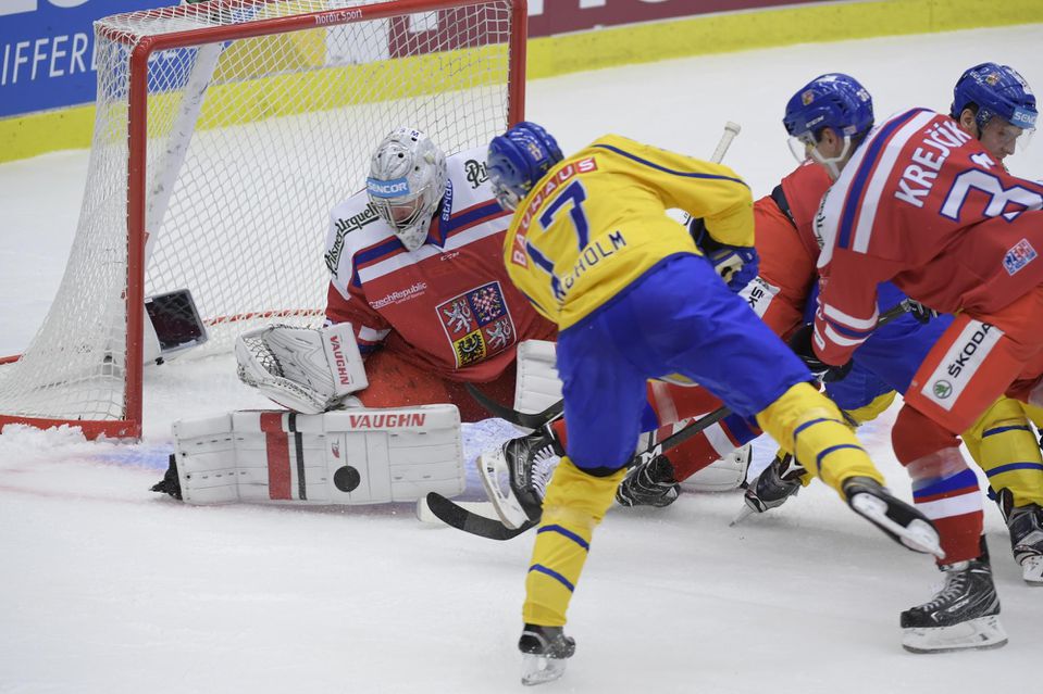 Hokejisti Švédska v zápase proti Česku