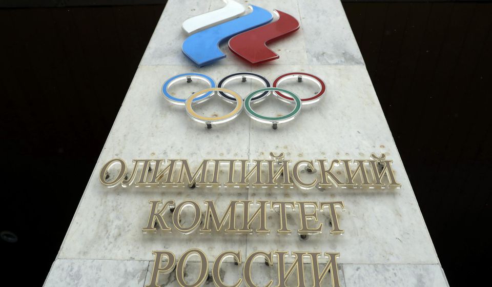 Logo Ruského olympijského výboru v Moskve.