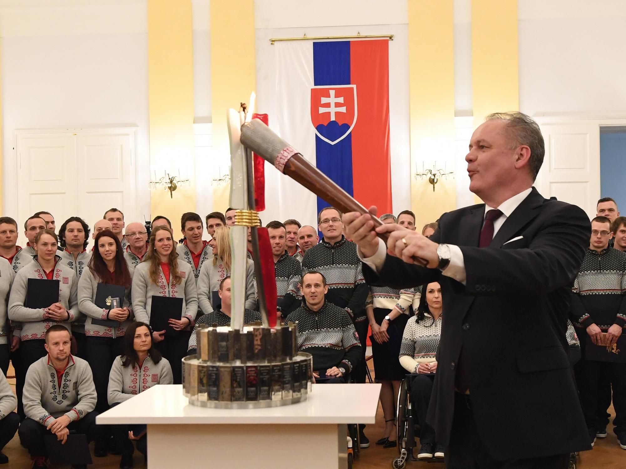 Prezident SR Andrej Kiska počas olympijského sľubu.