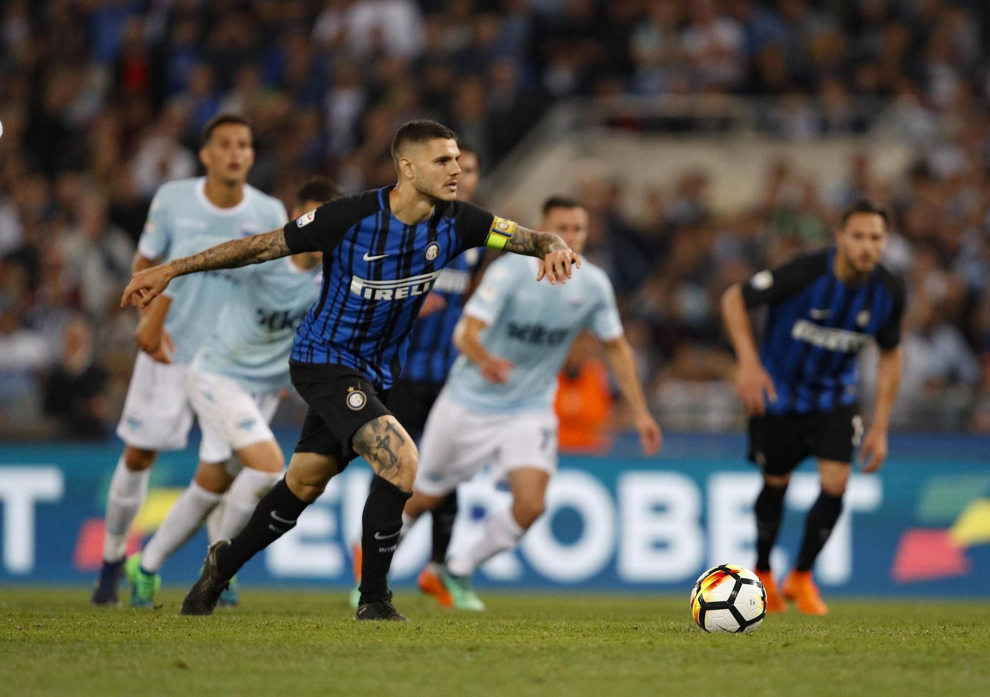 Mauro Icardi v zápas s Laziom Rím.