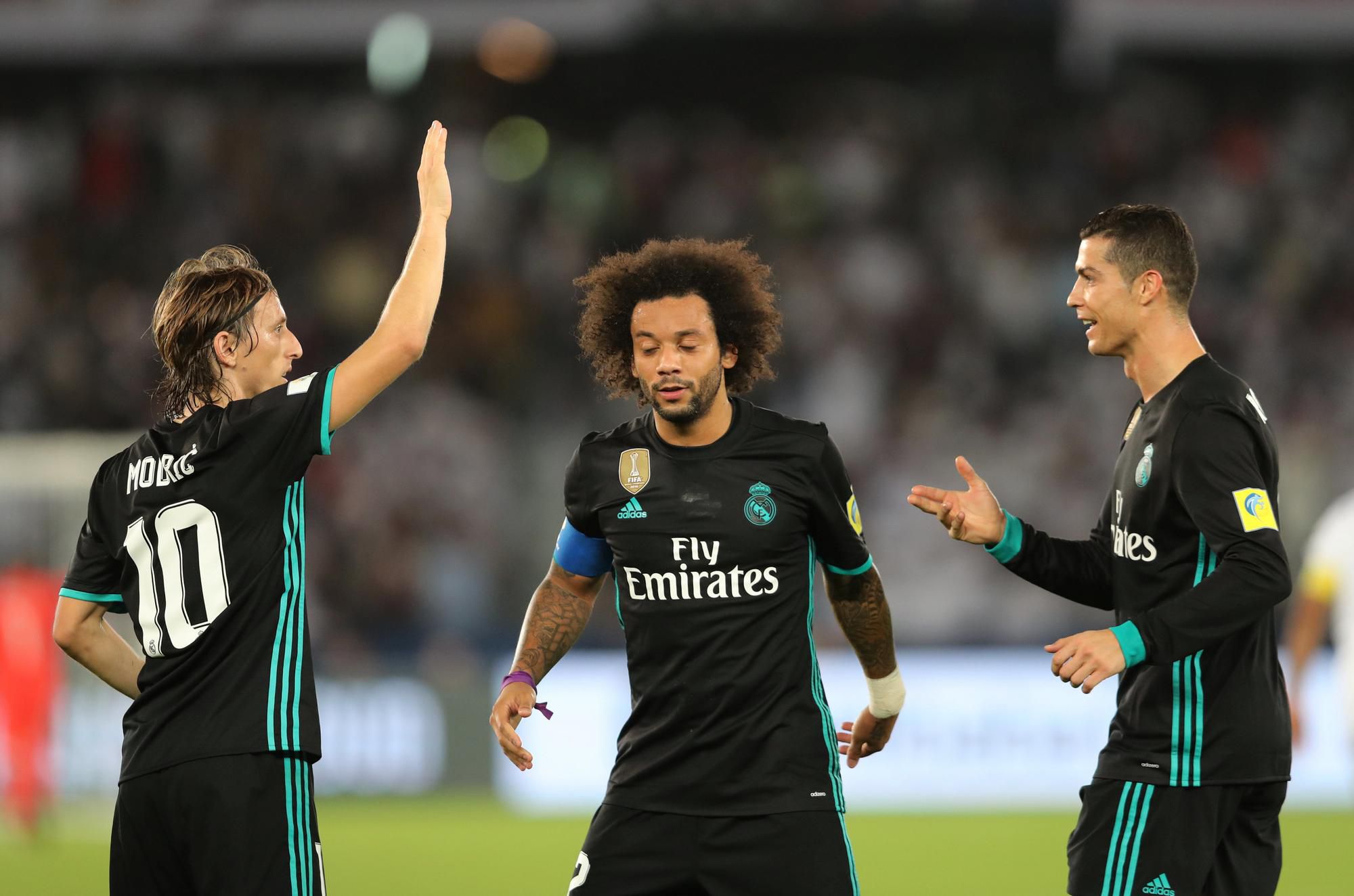 Luka Modrič, Marcelo and Cristiano Ronaldo.