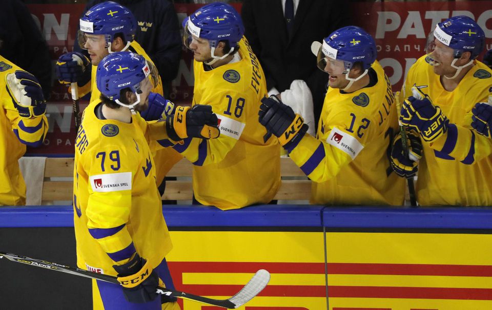 MS v hokeji 2018: Švédsko - Lotyšsko.