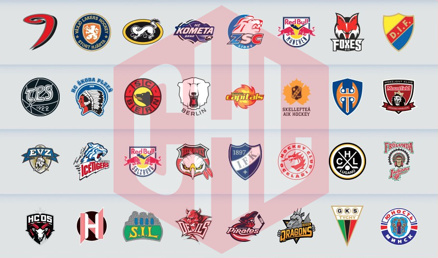 Hokejová liga majstrov 2018 (logá klubov)