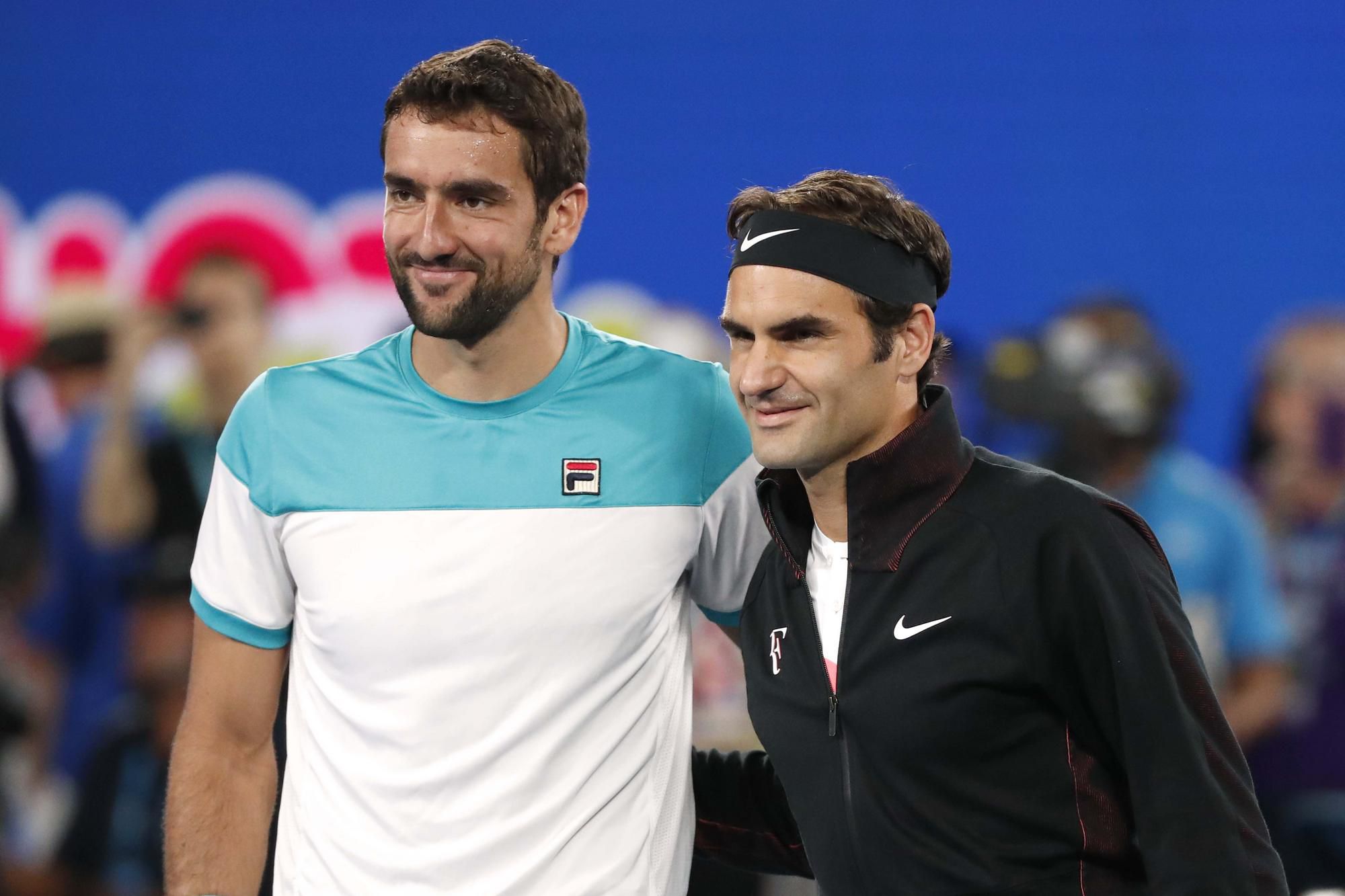 Marin Čilič a Roger Federer pred finálovým zápasom na Australian Open.