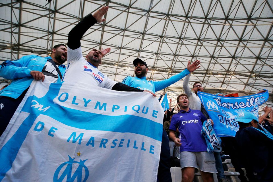 Fanúšikovia Olympique de Marseille.