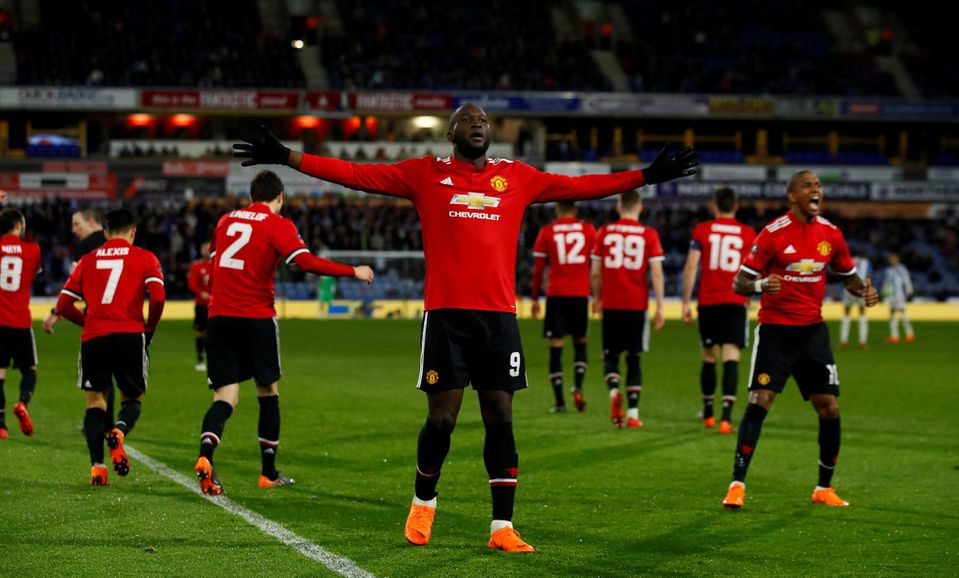 Romelu Lukaku oslavuje gól za Manchester United