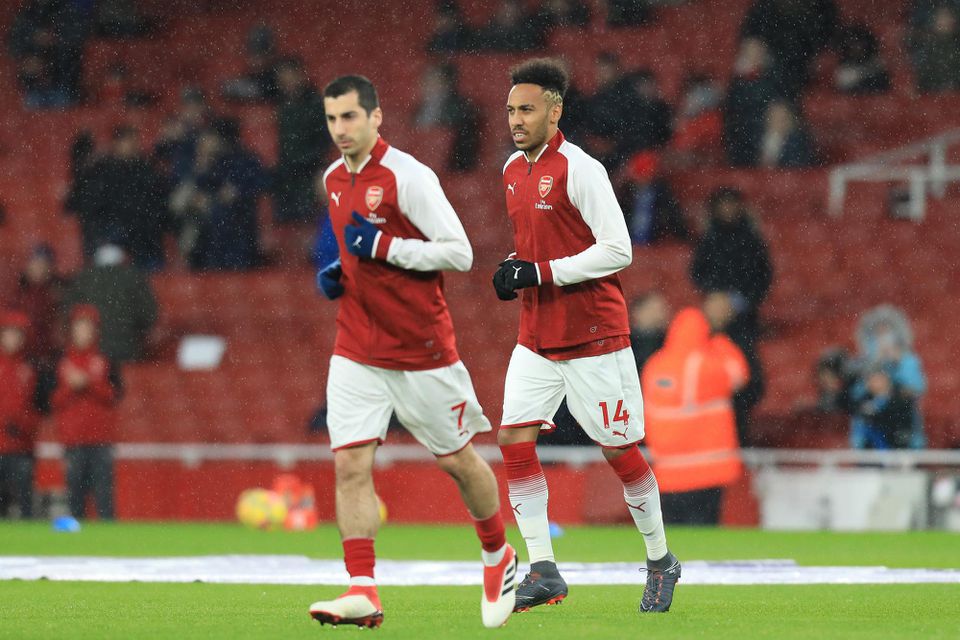 Pierre-Emerick Aubameyang a Henrik Mchitarjan v drese Arsenalu