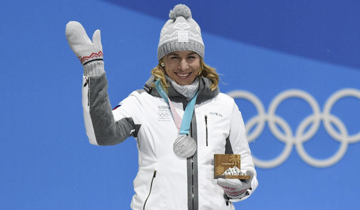 Strieborná slovenská biatlonistka Anastasia Kuzminová (ZOH 2018).