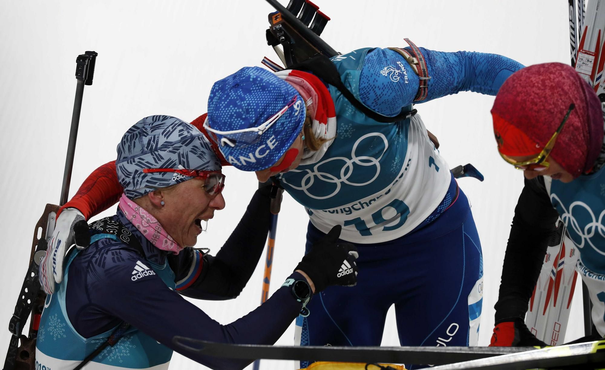 Anastasia Kuzminová v cieli po striebornej stíhačke na ZOH 2018 v Pjongčangu