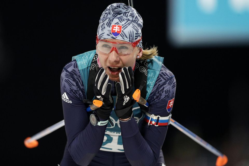 Biatlonistka Anastasia Kuzminová.
