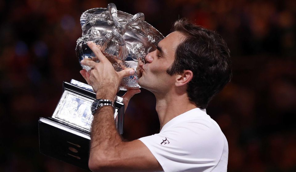 Roger Federer so svojím 20. grandslamovým titulom.