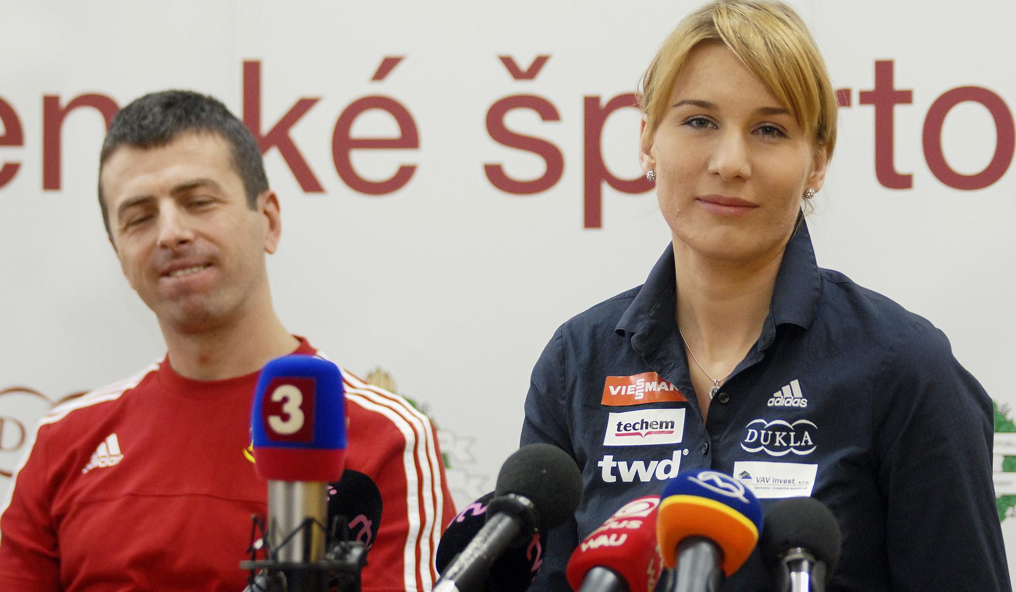Slovenská biatlonová reprezentantka Anastasia Kuzminová a jej manžel Daniel Kuzmin.