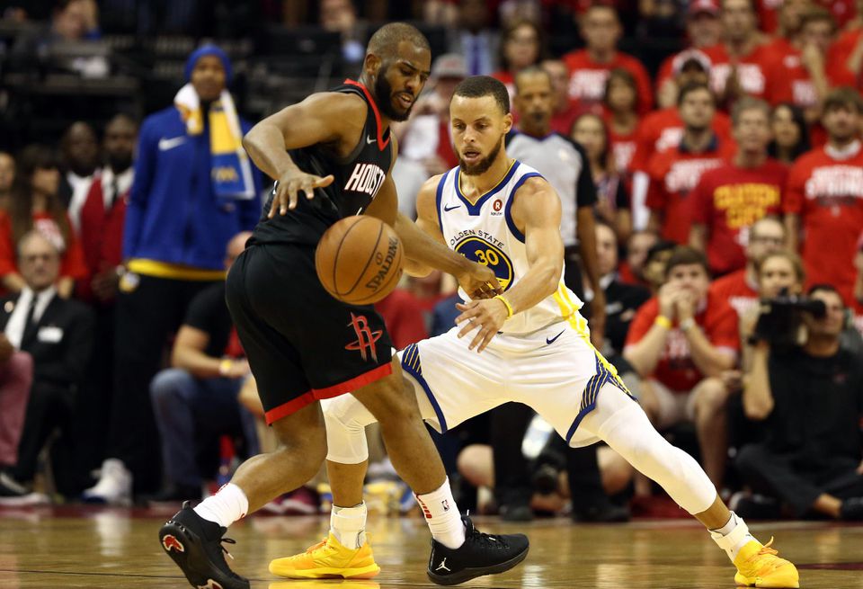 Chris Paul (Houston Rockets) a Stephen Curry (Golden State Warriors).