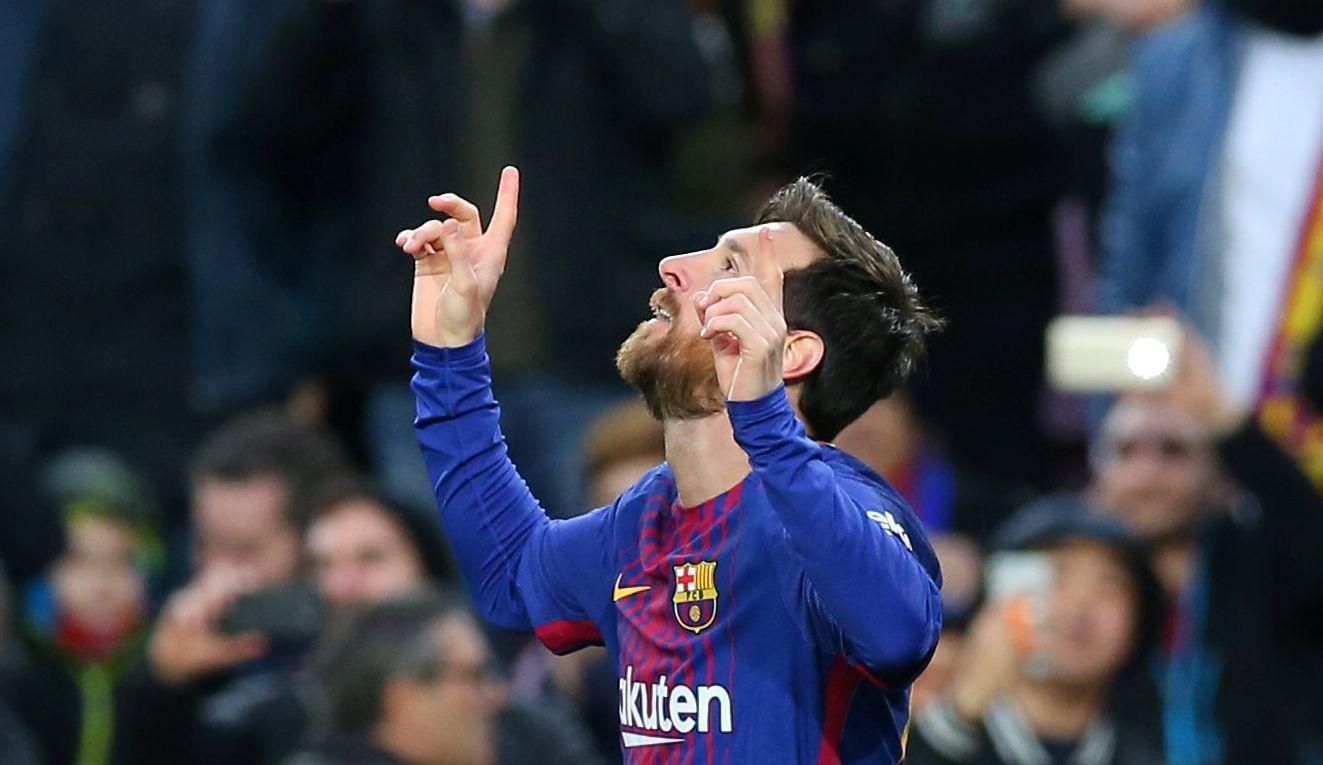 Lionel Messi z FC Barcelona oslavuje gól
