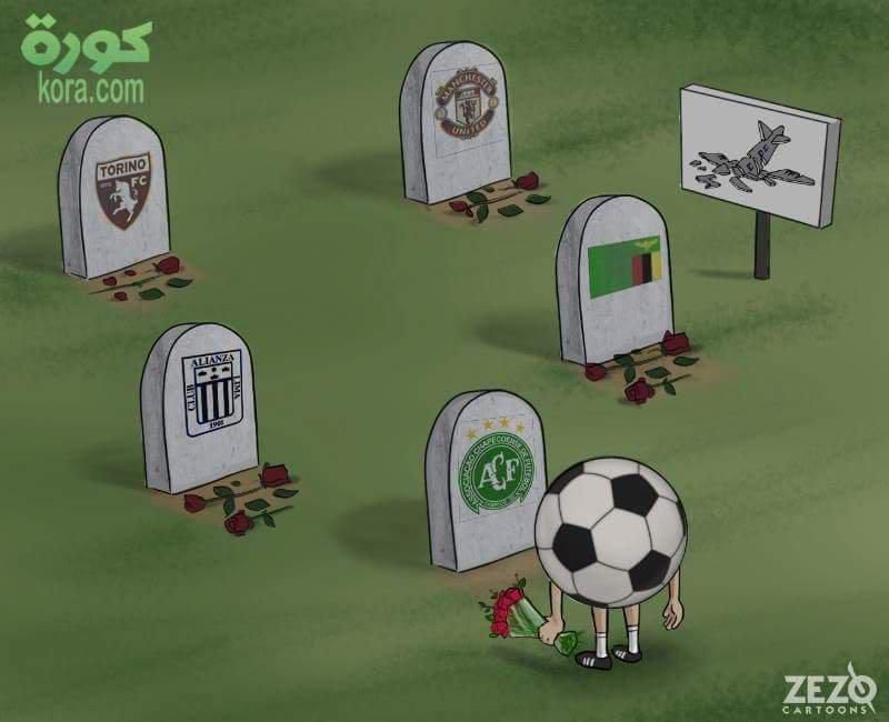 Emotívna kresba znázorňujúca tragédiu futbalového klubu Chapecoense AF.