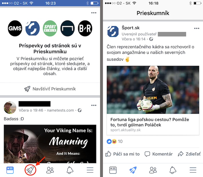 Facebook Prieskumním na mobilnom telefóne.