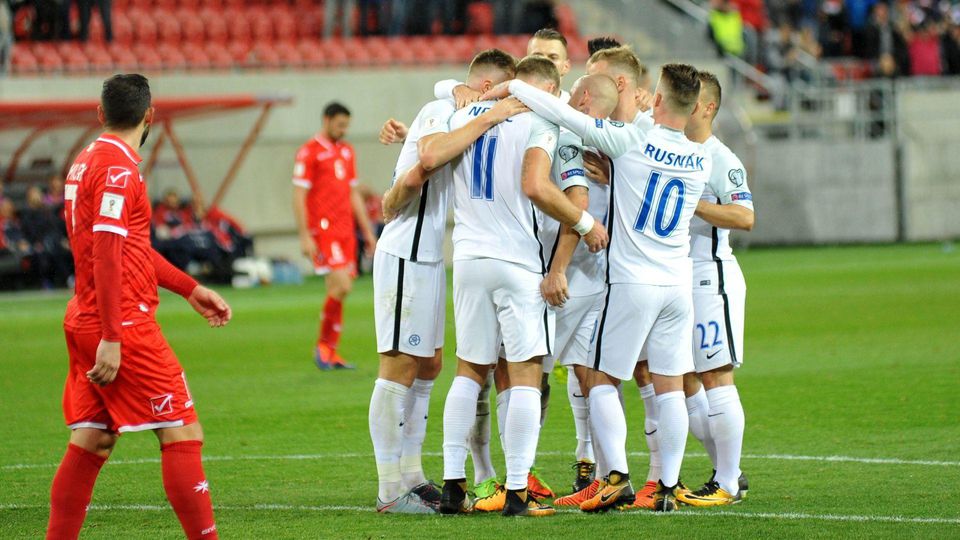 radosť hráčov Slovenska počas zápasu s Maltou