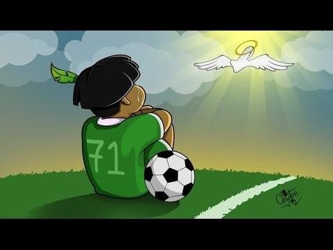 Emotívna kresba znázorňujúca tragédiu futbalového klubu Chapecoense AF.