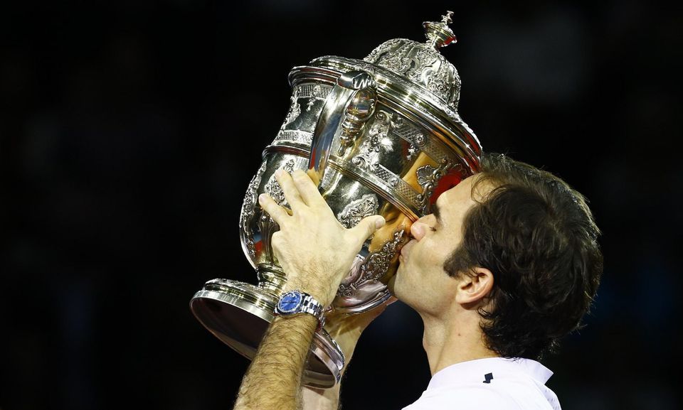 Roger Federer oslavuje víťazstvo v Bazileji