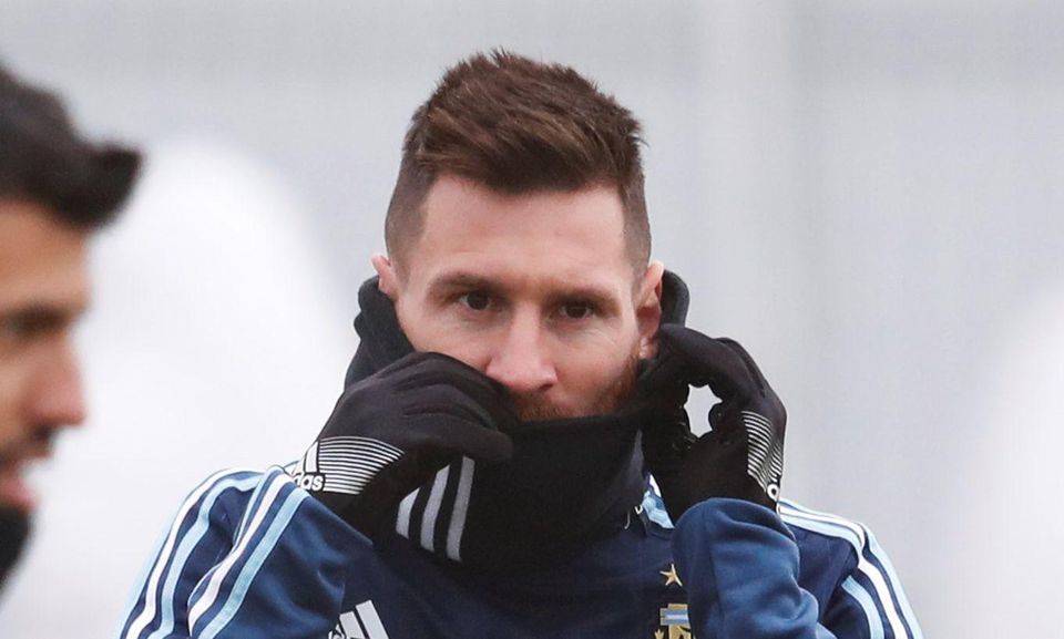 Lionel Messi na tréningu Argentíny