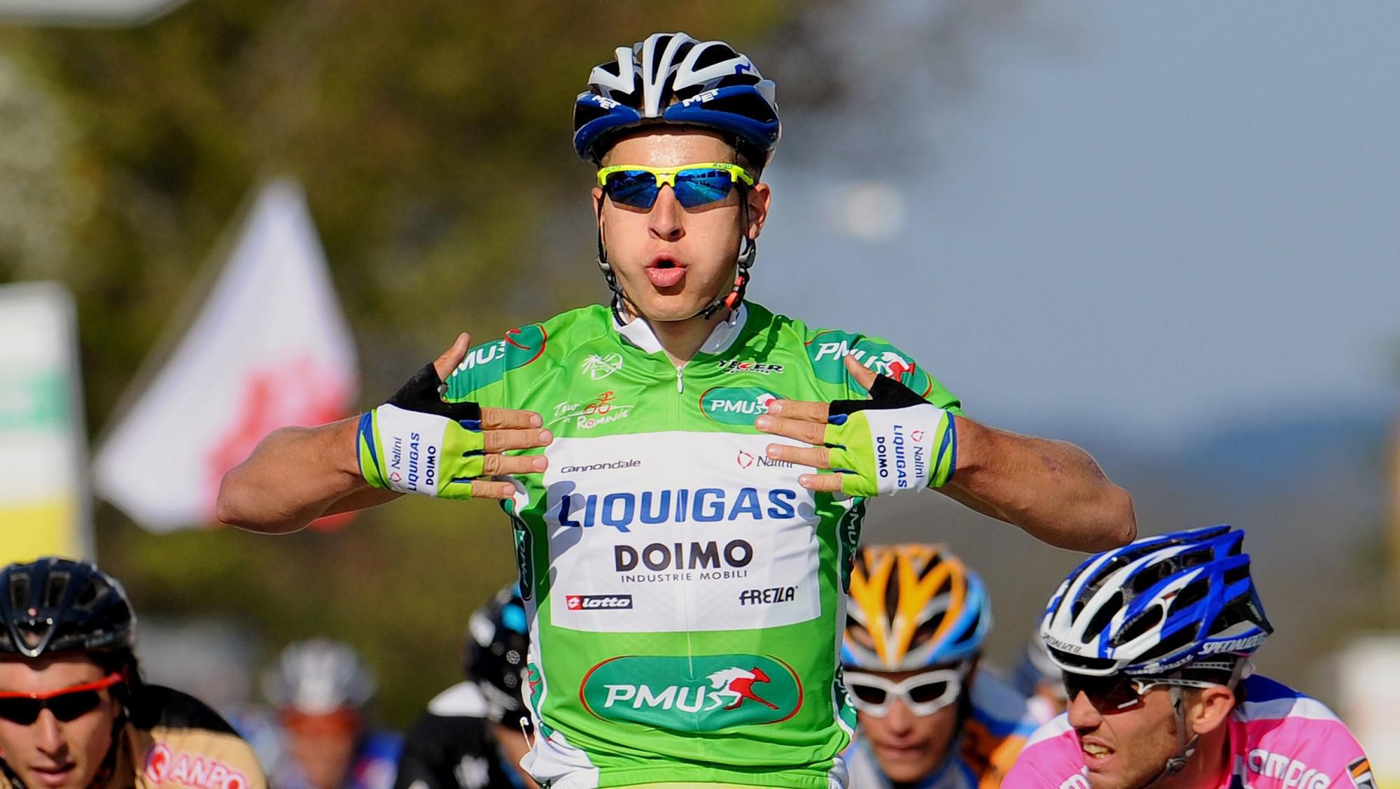 Peter Sagan víťazí v drese Liquigasu