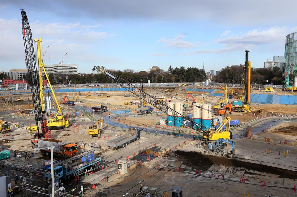 Výstavba olympijského štadióna v Tokiu