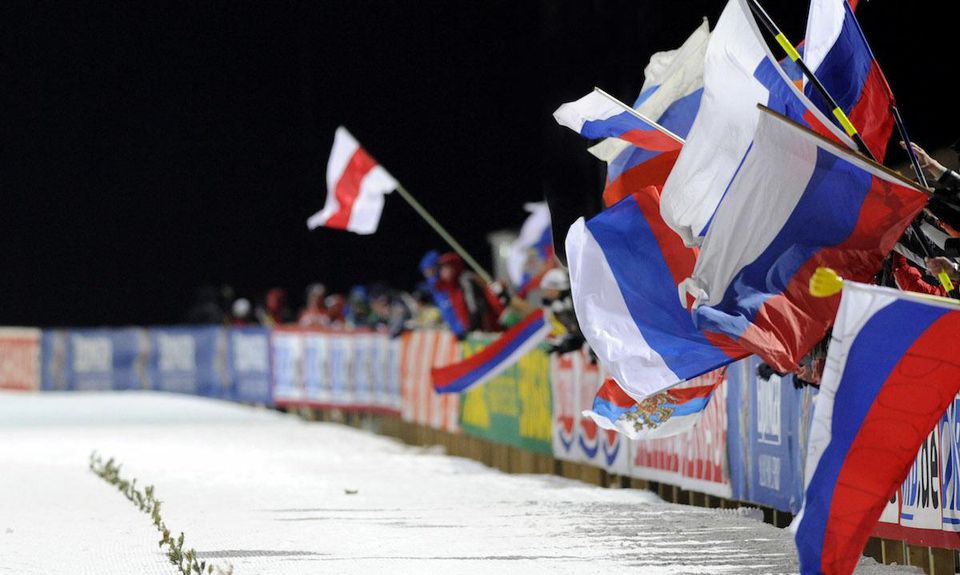 Ruské vlajky na olympiáde.