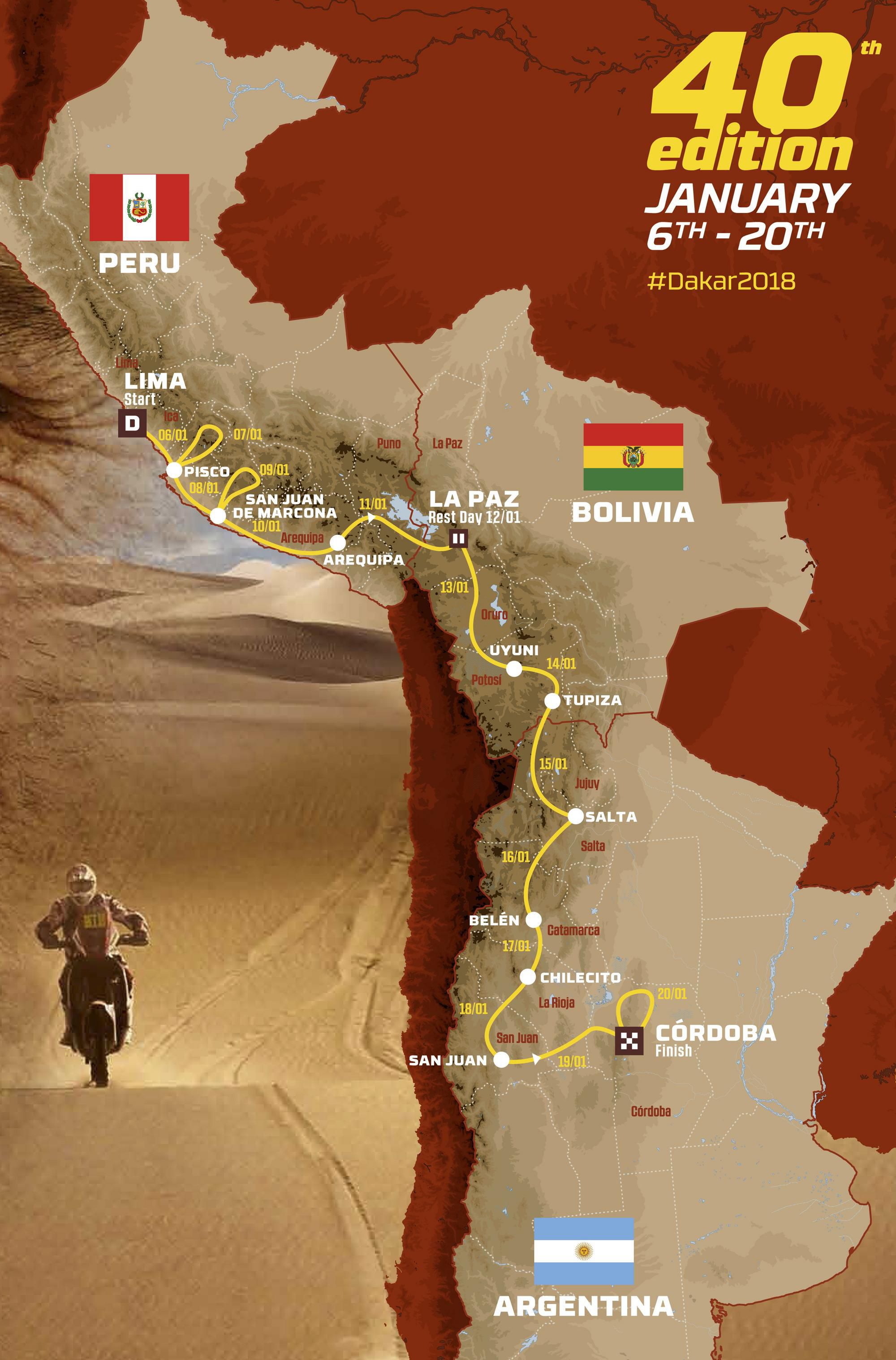 Mapa trasy Rely Dakar 2018