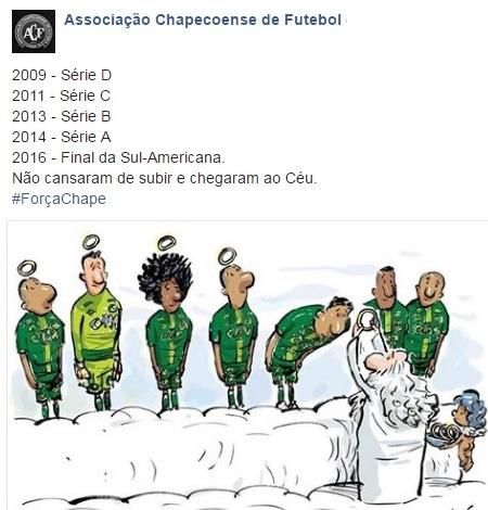 Emotívna kresba znázorňujúca tragédiu futbalového klubu Chapecoense AF.