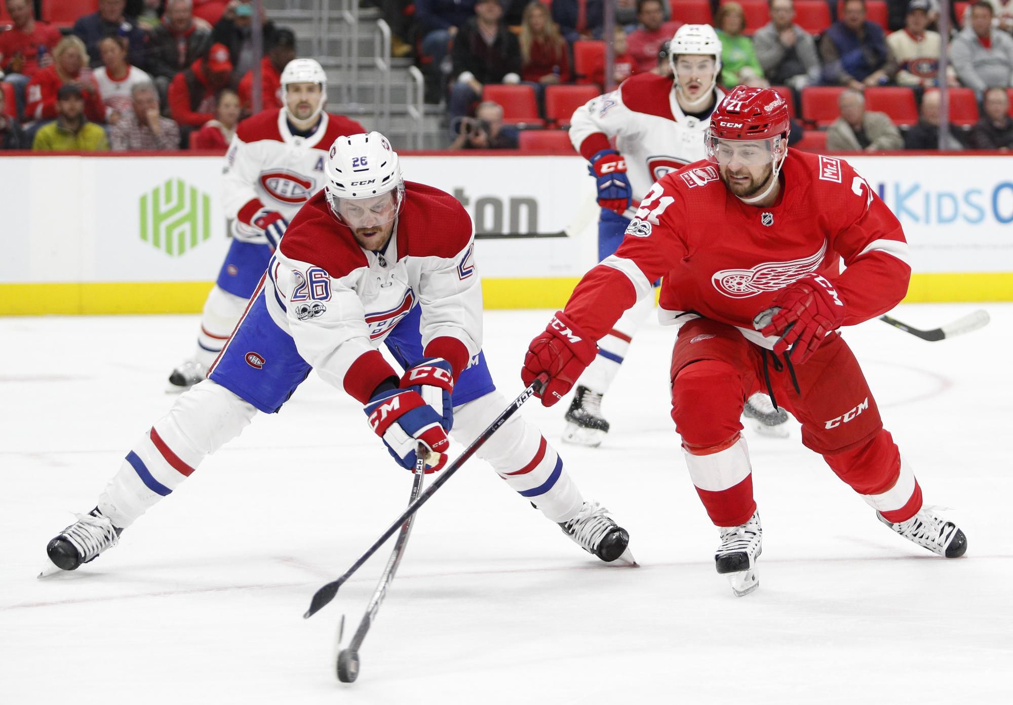 Jeff Petry (Montreal Canadiens) a Tomáš Tatar (Detroit Red Wings)