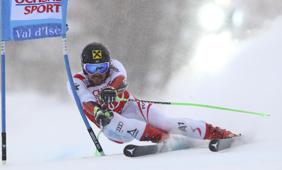 Rakúšan Marcel Hirscher počas 1. kola obrovského slalomu Svetového pohára alpských lyžiarov vo francúzskom stredisku Val D'Isere