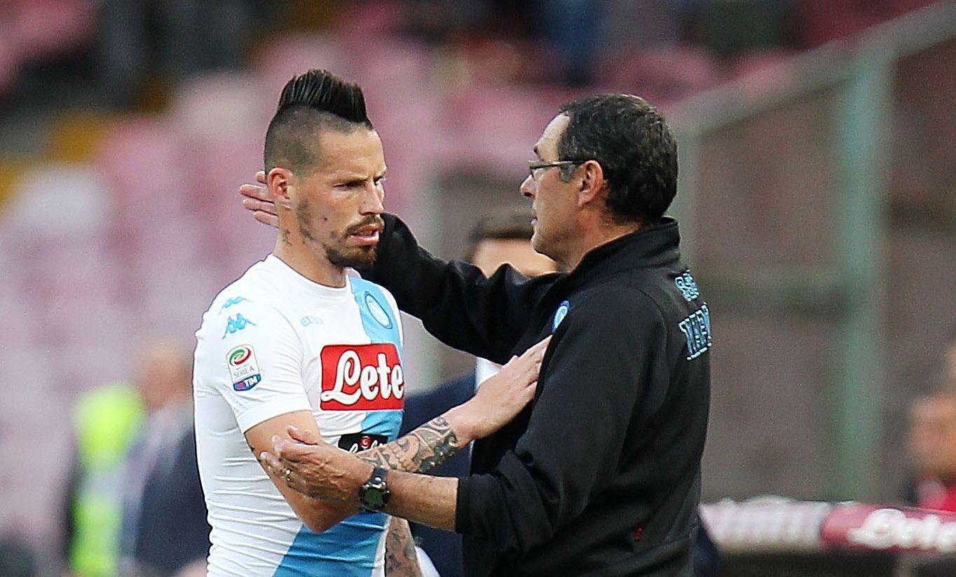 Marek Hamšík a tréner Neapola maurizio Sarri