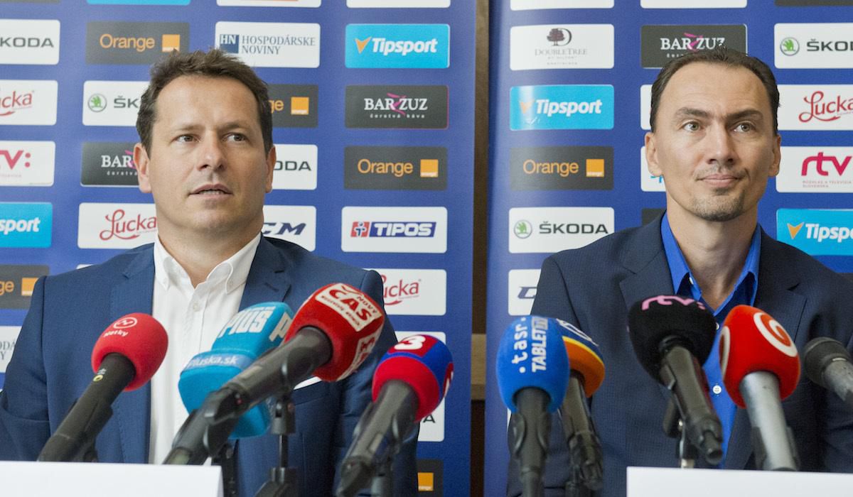 Miroslav Šatan a Martin Kohút na tlačovej konferencii