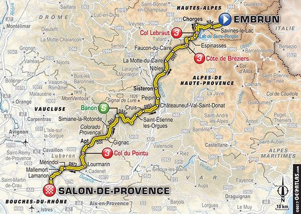 mapa 19. etapy Tour de France 2017
