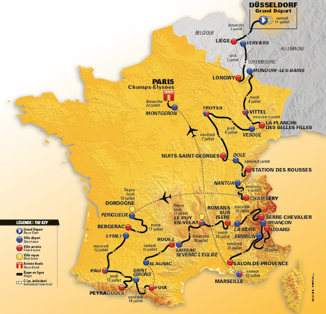 Tour de France 2017 (mapa trate)
