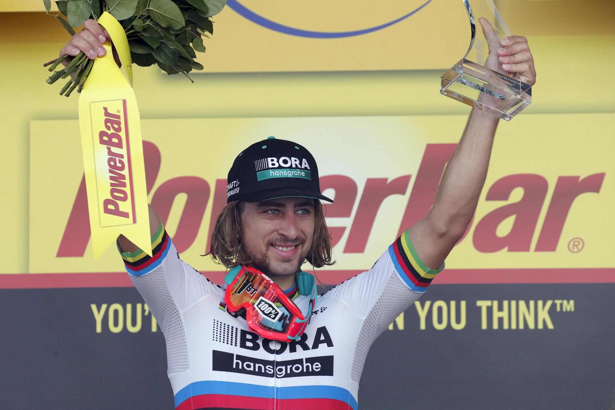 Peter Sagan oslavuje víťazstvo