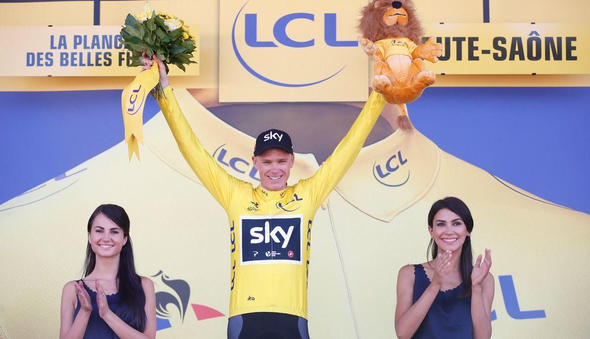 Chris Froome v žltom tričku na Tour de France