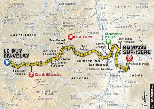 mapa 16. etapy Tour de France 2017