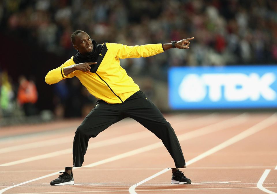 Usain Bolt počas četného okruhu v Londýne.