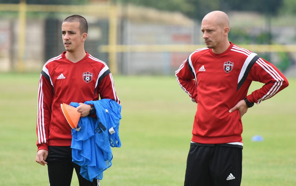 tréner FC Spartak Trnava Nestor El Maestro a asistent trénera Nikon El Maestro
