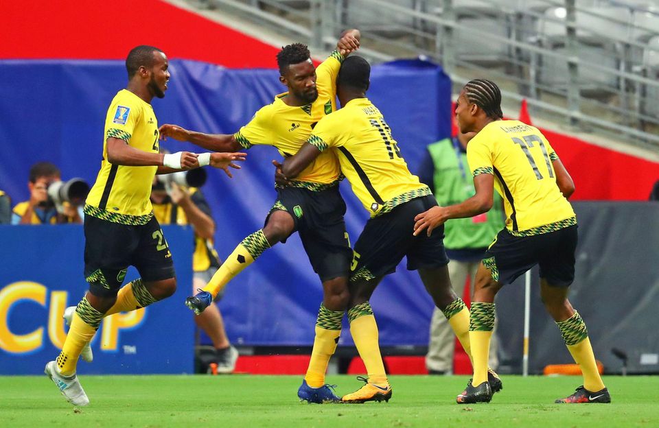 Futbalisti Jamajky oslavujú gól