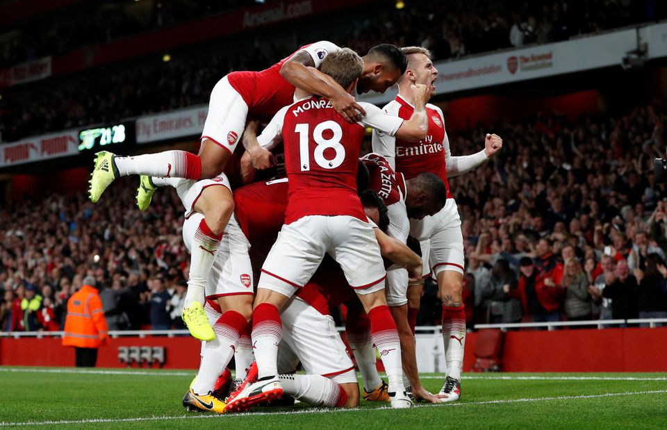 radosť hráčov Arsenalu