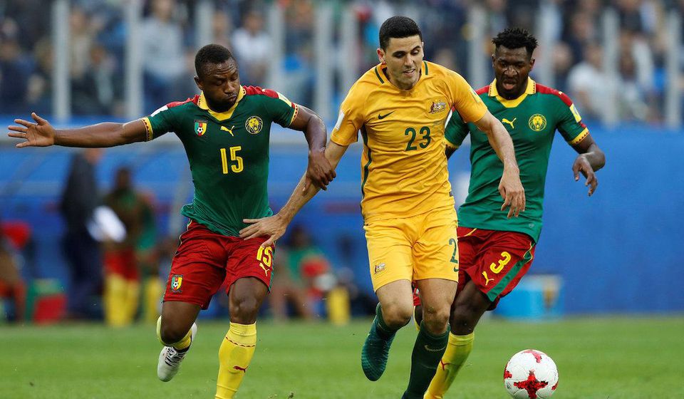 Austrália v zápase proti Kamerunu