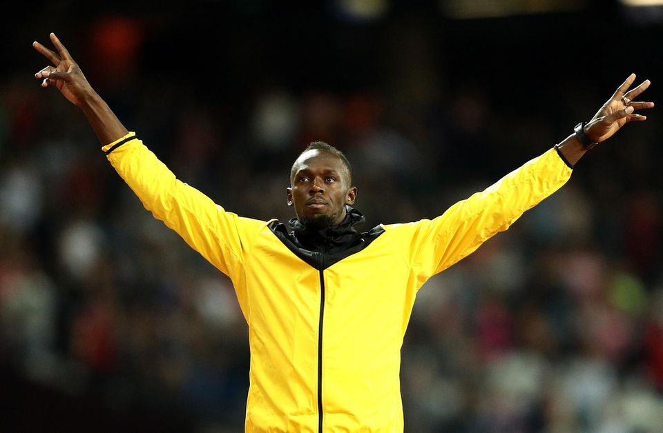 Usain Bolt počas četného okruhu v Londýne.