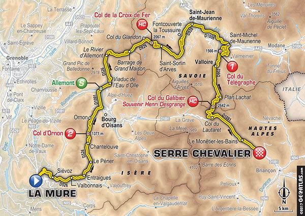 mapa 17. etapy Tour de France 2017
