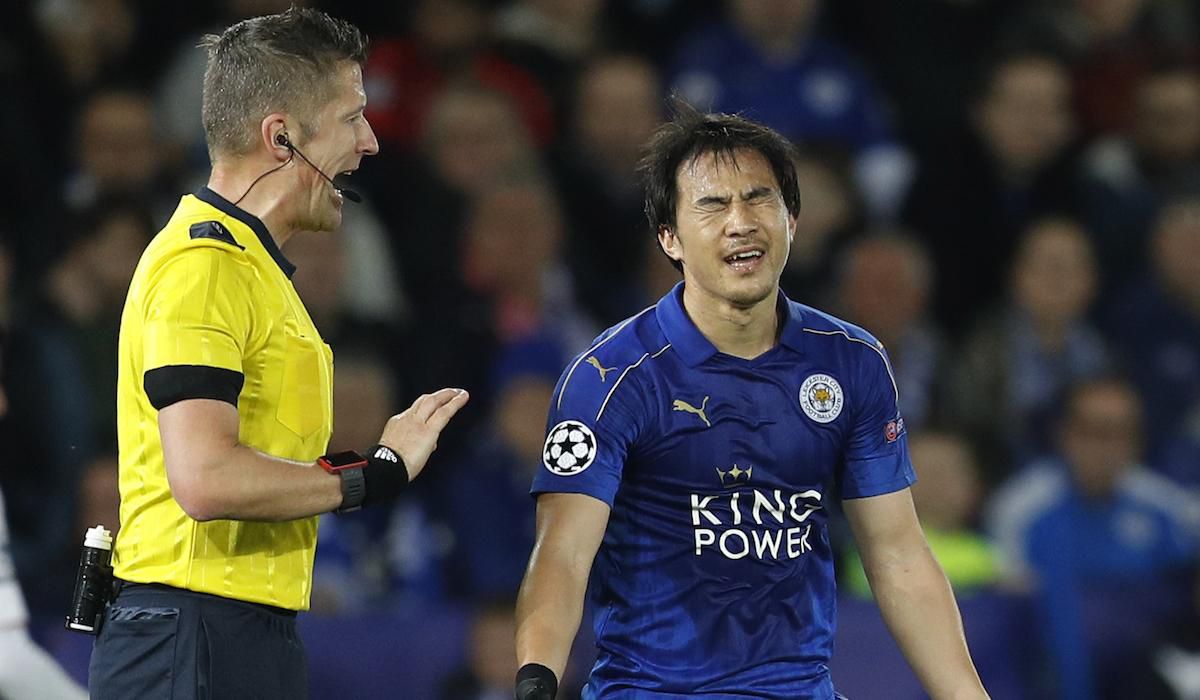 Leicester City, Shinji Okazaki, rozhodca, Daniele Orsato, Liga majstrov, mar17, reuters