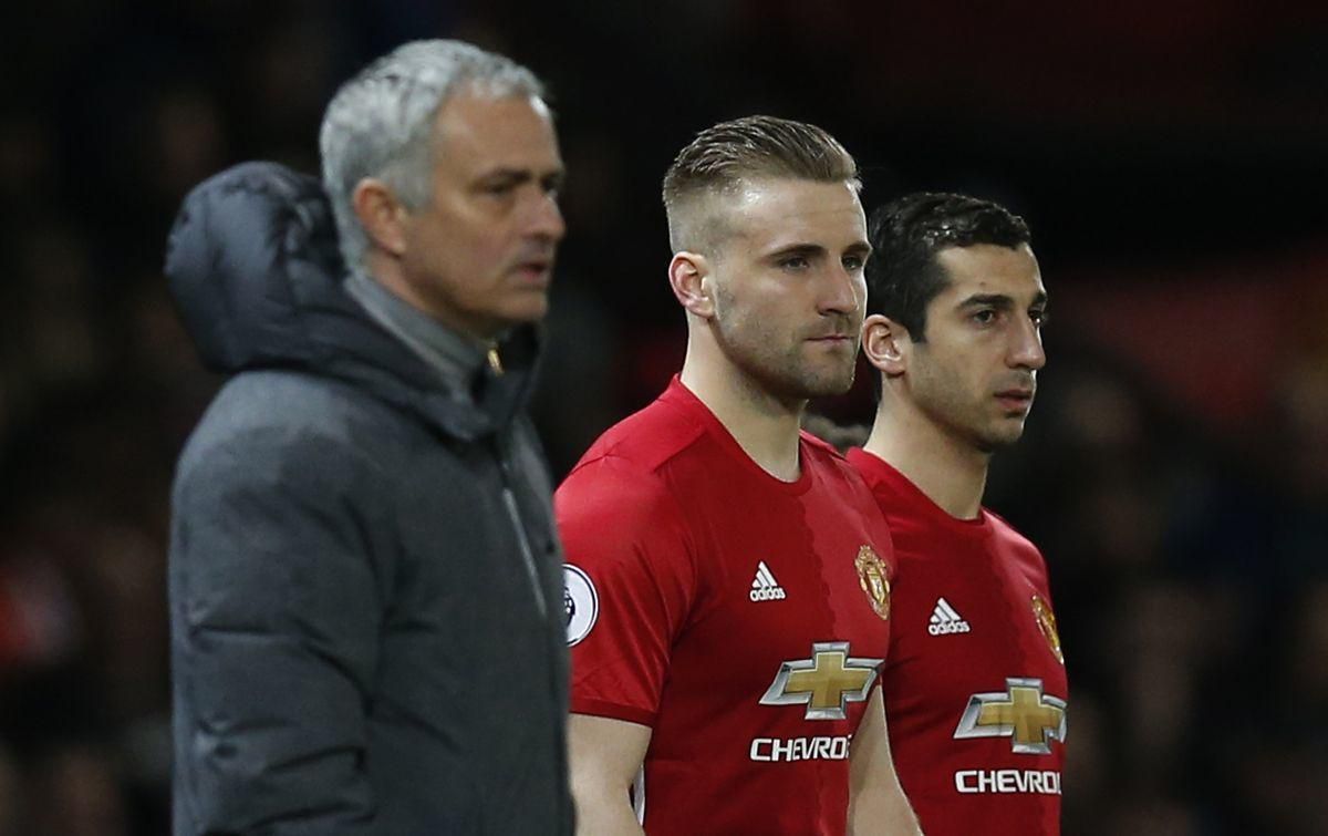 Manchester United Jose Mourinho Luke Shaw Henrik Mchitarjan apr17 Reuters