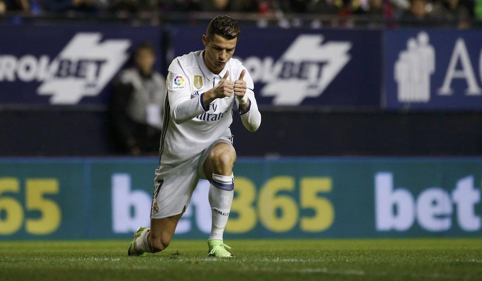 Real Madrid, Cristiano Ronaldo, oslava, gol, feb17, reuters