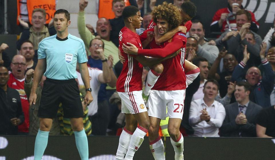 Manchester United, Marouane Fellaini, radost, gol, maj17, SITA/AP